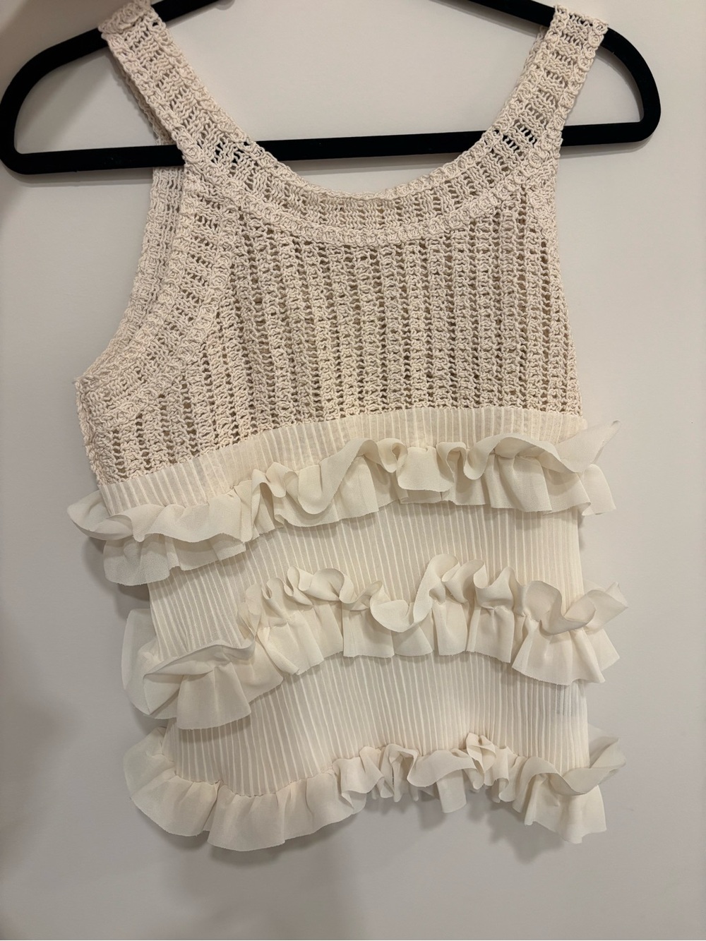 POL Cream Ruffle Knit Tank Top - Picture 2 of 4